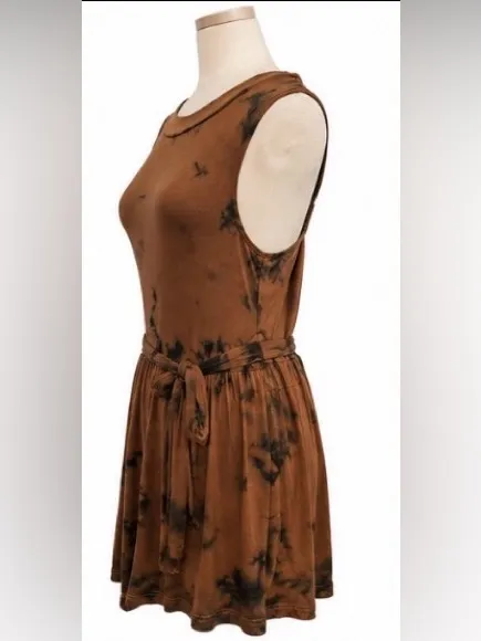 POL Brown Tie Dye Open Back Racerback Mini Dress NWT Small Boho Festival - Image 2