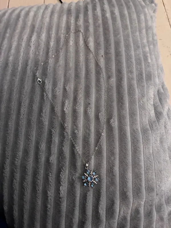 Snowflake Necklace 925 Sterling Silver Blue Snowflake Pendant Christmas Necklace for Women Holiday Birthday Gifts - Image 3