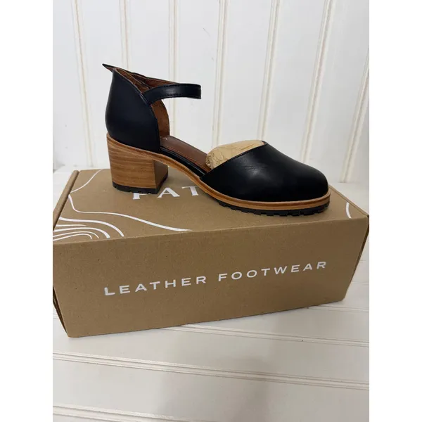 Portland Leather Patina Heeled Mary Jane Black Leather Block Heel Shoes Sz 8 NEW - Image 9