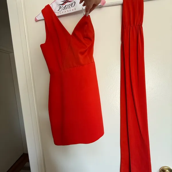 NBD Jasper Mini Dress in Red Orange - Image 3