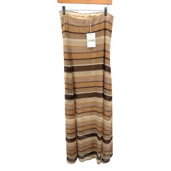 SHOW ME YOUR MUMU Taylor Tube Dress L Crochet Striped Maxi Strapless Boho NWT - Image 6