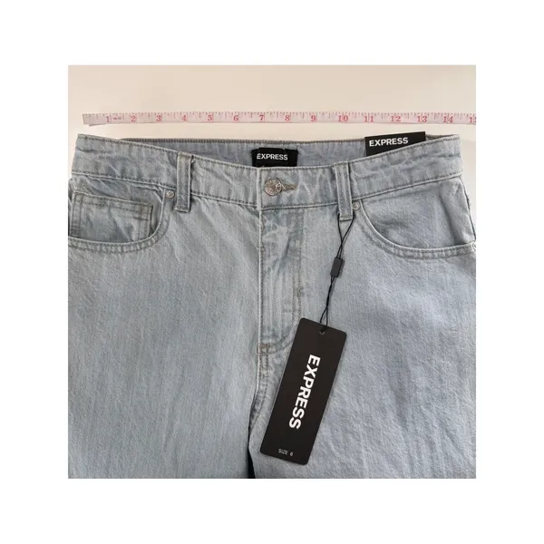Express Flare Mid Rise Jeans Light Wash Distressed Rigid Front Stretch Back‎ 6 - Image 11