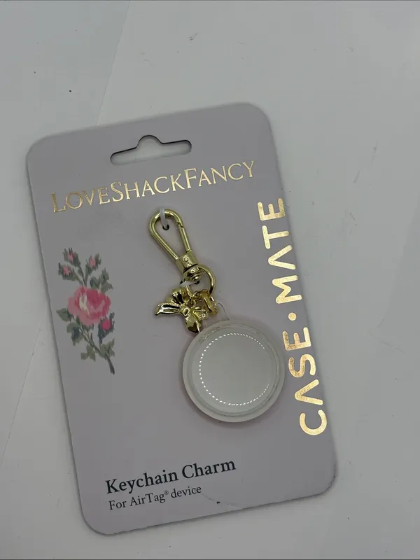 LoveShackFancy Pink Floral Keychain Charm with Gold Hardware - Image 4