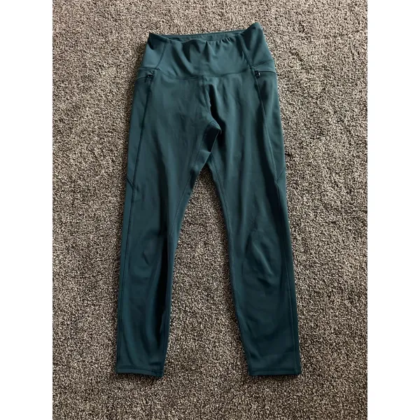 Move Theology Leggings Womens Size M Teal Green High-Waisted Side Pockets - Image 2