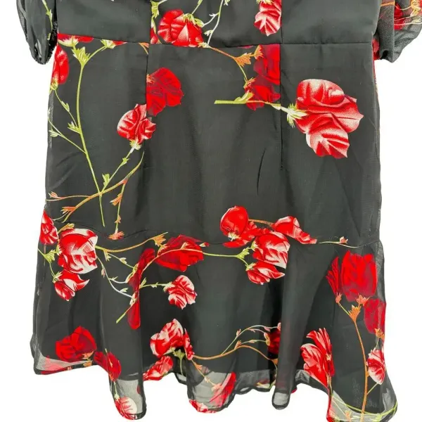 White Fox Boutique Monte Carlo Mini Dress Black‎ Red Floral Size XS - Image 6