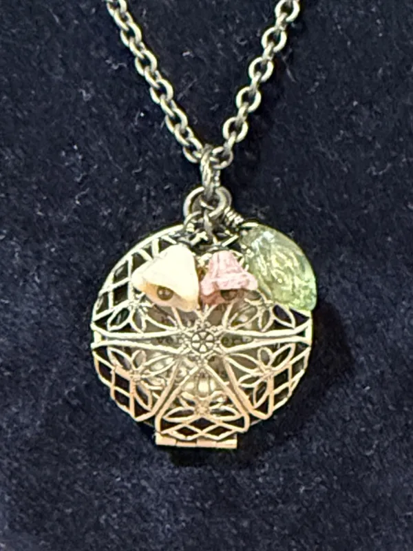 Vintage Brass picture locket and charm necklace - Image 2