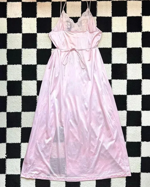 1960s Vintage Pink Maxi Slip L - Image 2