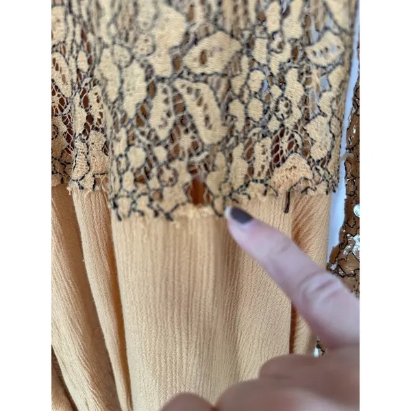 Free People Yellow Tell‎ Tell Secret Origins Eyelash Lace Tunic Dress Size XS - Image 6