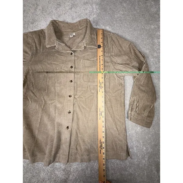 LL Bean Shirt Womens Large Tan Comfort Corduroy‎ Relaxed Button Up Long Sleeve - Image 6