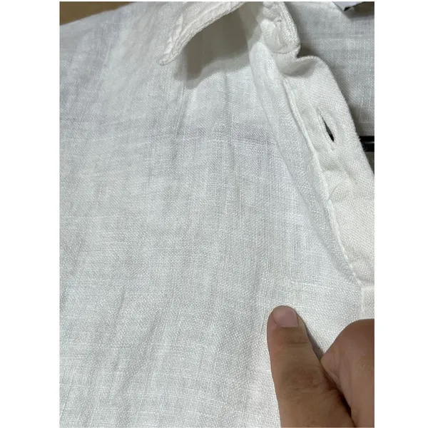 Zara Linen White Button‎ Front Blouse Size Small - Image 4