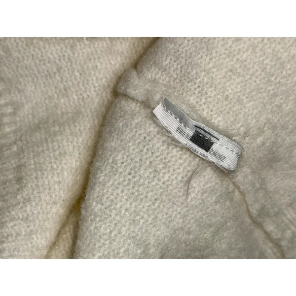 Abercrombie & Fitch Cream Wool Crew Neck Long Sleeve Cardigan Sweater Size XL - Image 4