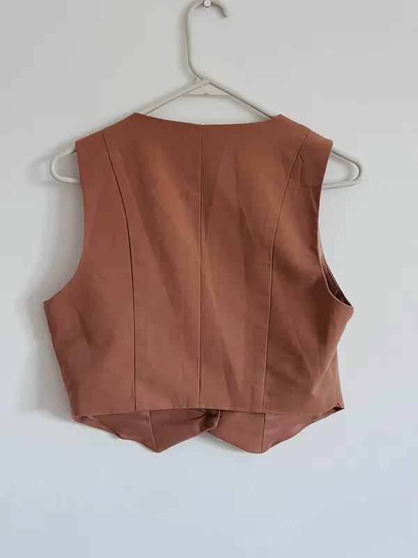 Forever 21 Dusty Rose Tailored Vest Y2K 2000s Coquette 90s Minimalist - Image 5