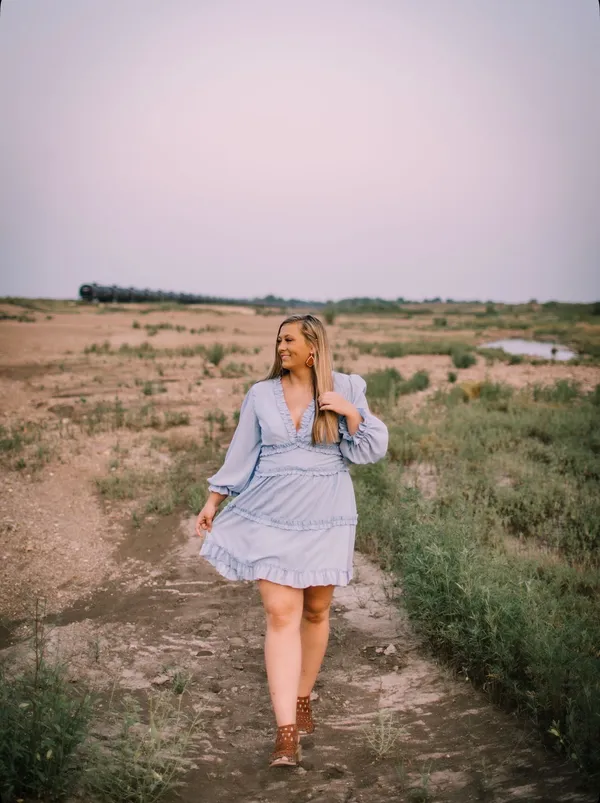 Oasis Boutique Long Sleeve Blue Dress - Image 3