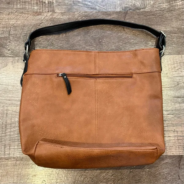 Kenzie Brown and Black Shoulder Bag Inside Pockets Very Clean Boho Western - Image 4