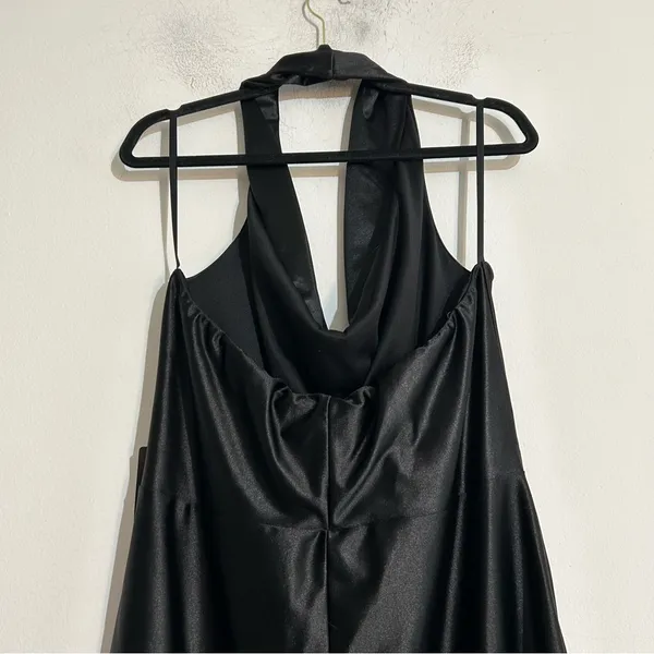 Express Satin Twist Halter Neck Midi Dress in Black Size XL Holiday Formal Event - Image 6