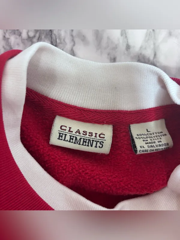 Classic Elements Burgundy Crewneck Sweatshirt with Embroidered Cats 90s large - Image 6