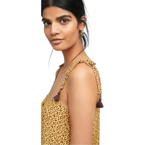 Faithfull the‎ Brand Raquel Yellow Floral Button Front Midi Dress 2 - Image 4