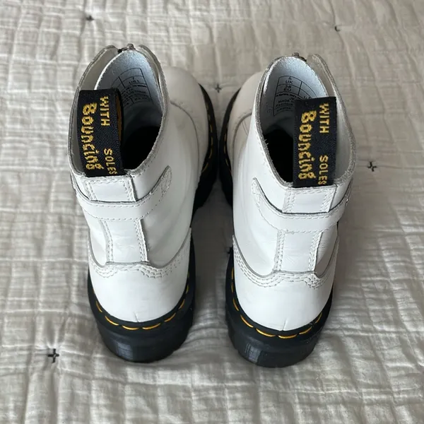 DR. MARTENS Jetta Zipped Sendal Leather Platform Boots in White Size 38 EU 7 US - Image 5