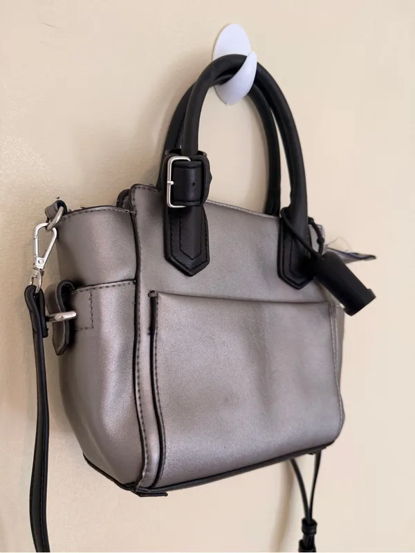 REED Atlantique Silver/Black Mini Handbag Purse with Detachable Crossbody Strap - Image 2