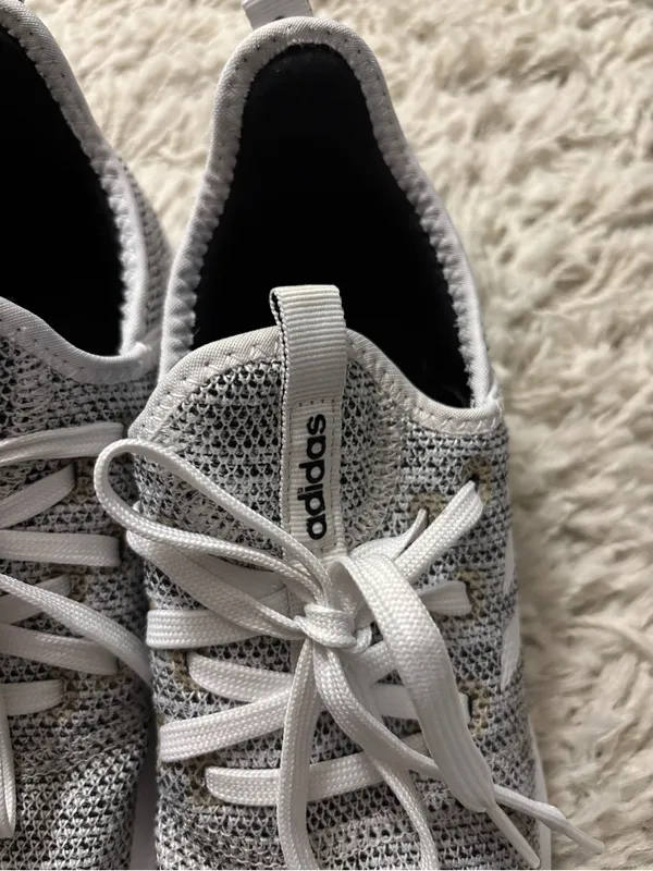 adidas Cloudfoam Sneakers Women’s Size 6.5 Grey and White Knit Lace-Up Sneakers - Image 9