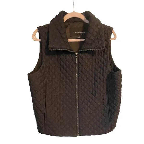 Weatherproof Vintage Quilted Vest Size XL ~ Brown Diamond Quilted Full Zip ~ Fall‎ Layering - Image 2