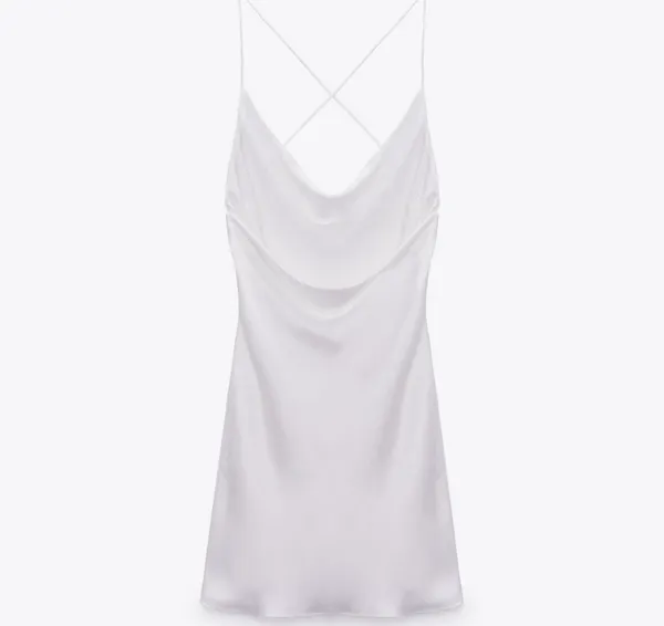 Zara dress mini white satin lingerie style wedding bridal summer vacation - Image 9
