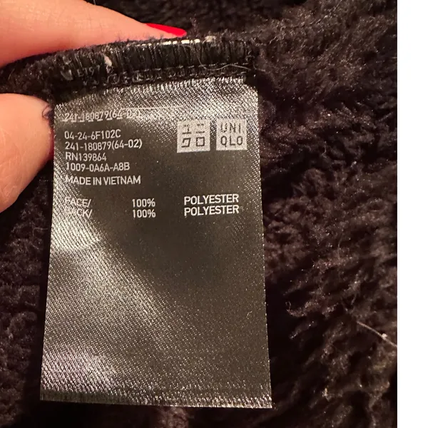Uniqlo‎ Blackwatch Plaid Lined Fleece Hooded Coat Green Navy Blue Small Jacket - Image 5