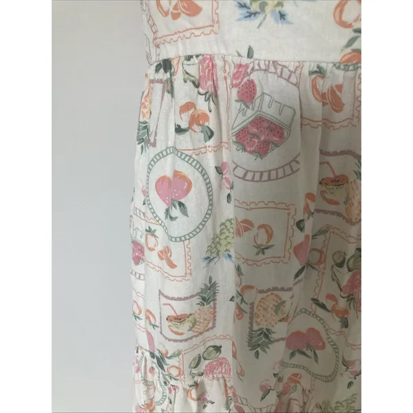 Cynthia Rowley fruit floral sundress midi tiered spaghetti straps S pockets - Image 5