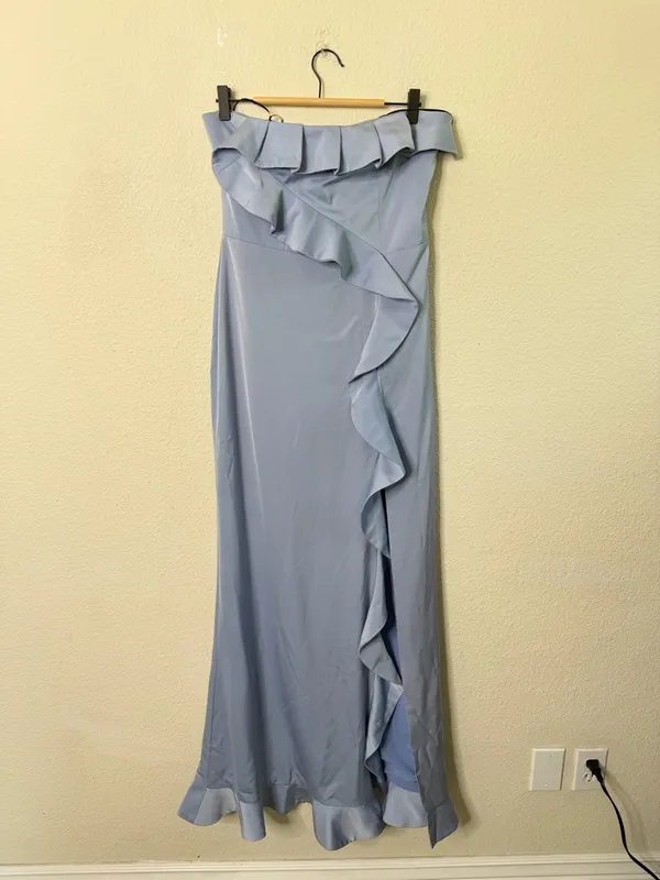 NBD Revolve Luna Gown in Baby‎ Blue Maxi Dress Ruffle Formal Cocktail Womens M - Image 4
