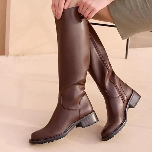 Fall Leather Brown Boots Size 6 - Image 3