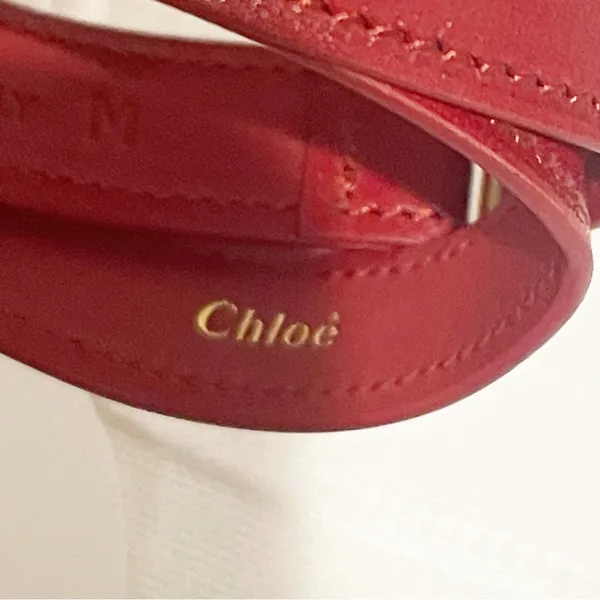 Chloé Medium Red Leather Gold Buckle Made‎ in Italy Bracelet Jewelry - Image 4