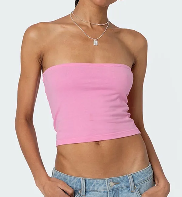 Edikted pink cropped tube top xs - Image 3