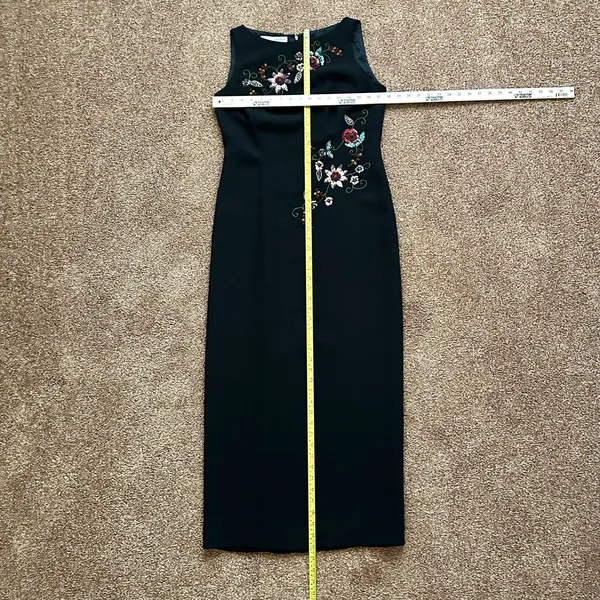 Maggy London Petites Maxi Dress 10 Sleeveless Embroidered Sequin Dark Floral Art - Image 7