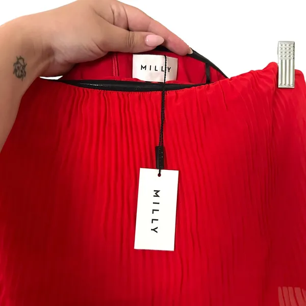 MILLY Sylvie Strapless Pleated Chiffon Dress NWT‎ Sz 4 - Image 4