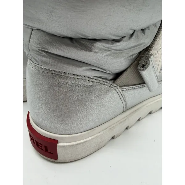 Sorel Joan of Arctic Puffy Boots Women 9 Silver Metallic Waterproof Quilted - Image 8