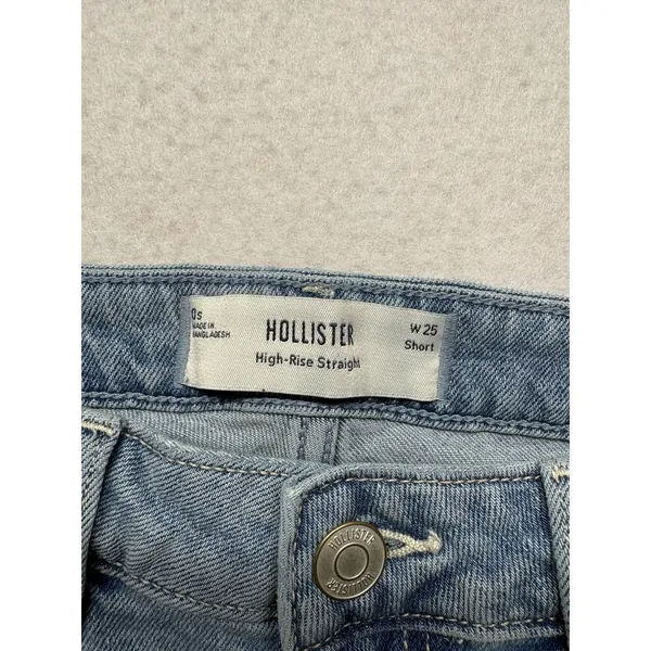 Hollister Women's High Rise Straight Leg Jeans Medium Wash Size 0 Short 25x28 - Image 2