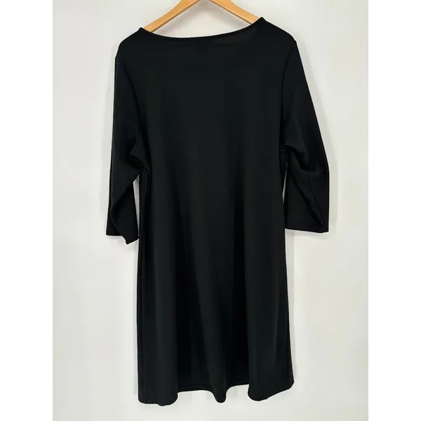 Vtg Bob Mackie Wearable Art Maxi Shift Black 1X Dress Embroidery Lounge Boho‎ - Image 3