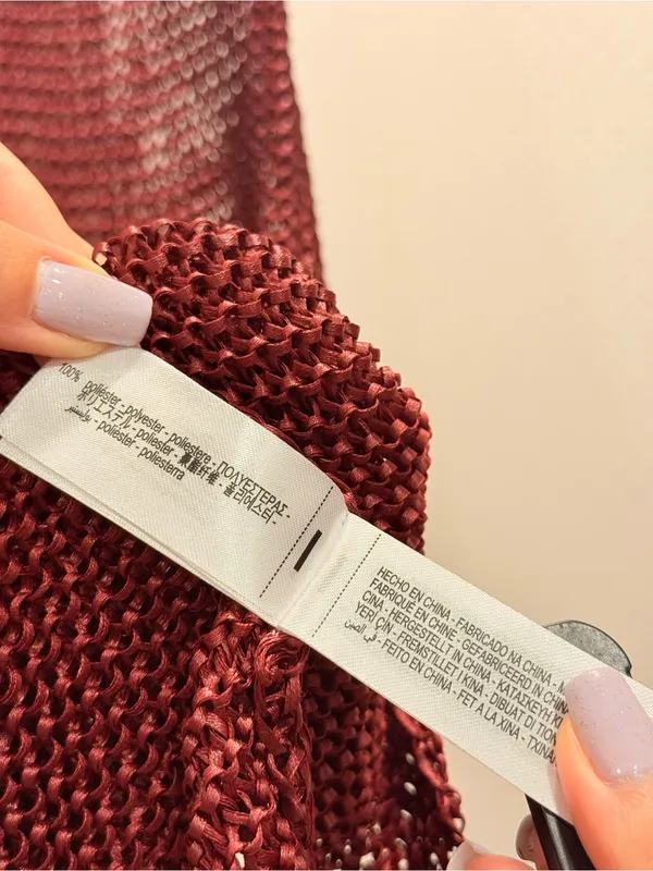 NWT Zara Sleeveless Textured Knit Maxi Beach Resort Dress in Deep Burgundy Sz S - Image 9