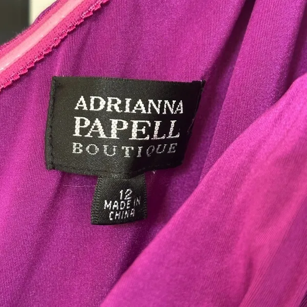 Adrianna Papell Boutique One Shoulder Formal Gown Sz 12‎ Purple Beaded - Image 3