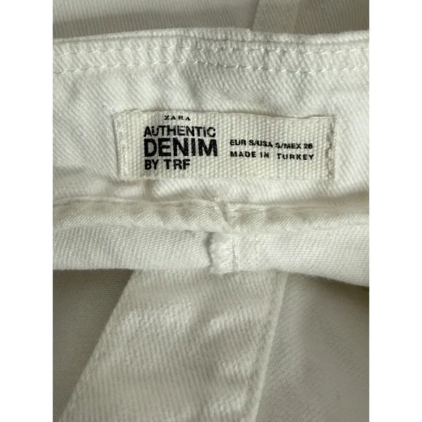 Zara Bodycon Overall Sleeveless Denim Midi Dress Raw Hem Button Down S White - Image 8