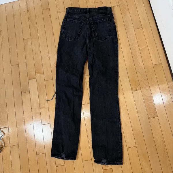 Abercrombie & Fitch 90s Straight Ultra High Rise Black Denim Distressed Jeans 26 - Image 7