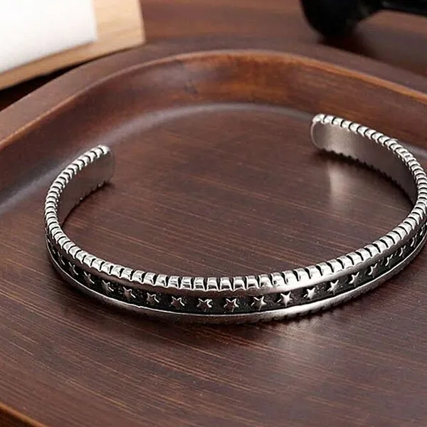 Solid Engraved Star‎ Bracelet | 925 Sterling Silver - Image 14