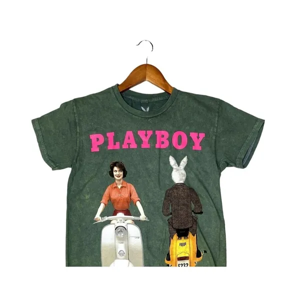 Playboy Vintage Style 1959 Cover Short Sleeve Unisex T Shirt Crew Neck S Green - Image 4