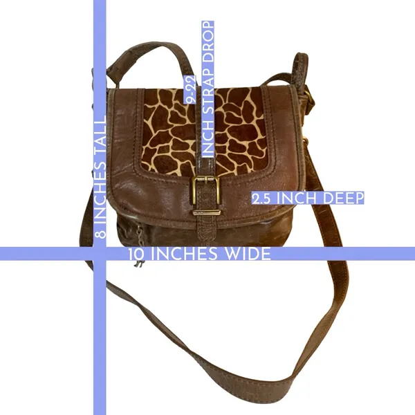 The Sak Brown Distressed Leather W/Calf Hair In Giraffe Print Bag - Image 14