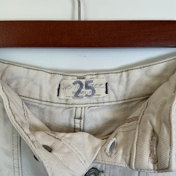 Free People We The Free Cinch Back Denim Shorts Button Fly 25 Utility Raw Hem - Image 3