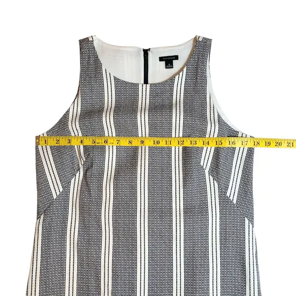 Ann Taylor Black & Cream Striped Sleeveless Sheath Shift Dress Size 6 EUC - Image 5