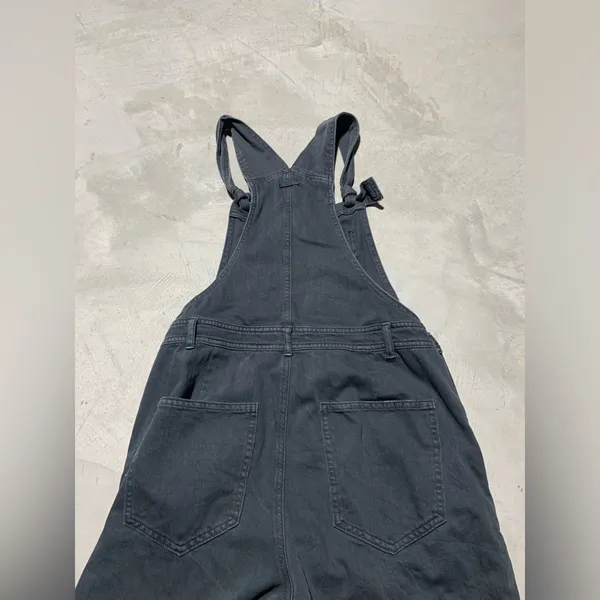 Aerie wide leg cropped charcoal overalls medium - Image 12