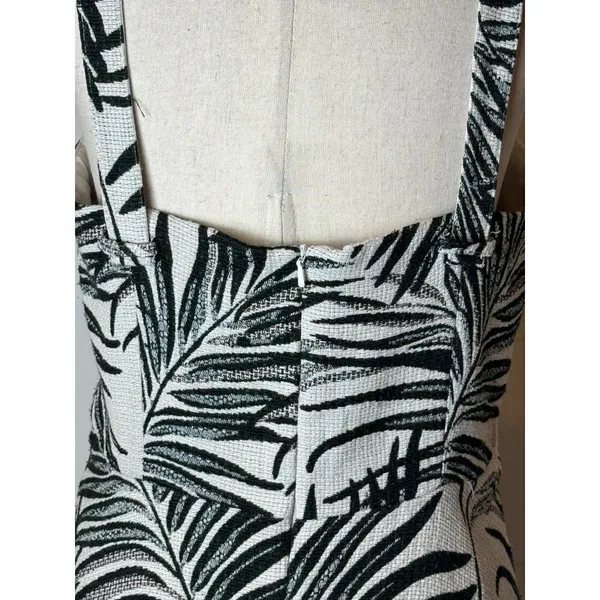 Hutch Aidy Dress‎ Womens 10 Black Ivory Palm Print Button Front Knee Length - Image 12