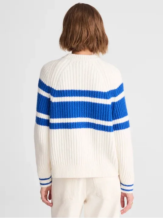 Madewell Cream White & Blue Striped Sweater Size XS - Image 5
