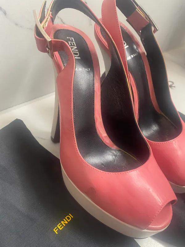 Platform Peep Toe High Heels Pink/White Made in Italy Women’s shoe size 36 - Image 4